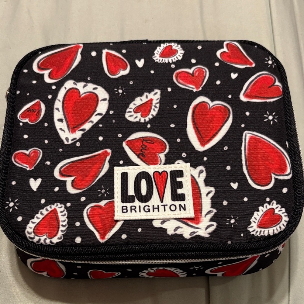 Brighton Black Cosmetic Case with Red Heart Motif